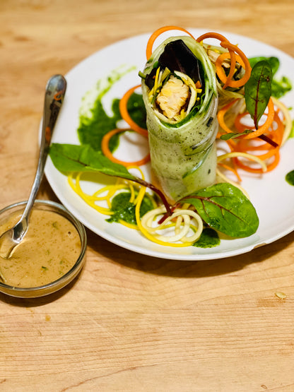 Pan Spice seared Veggie Tempeh Spring Rolls